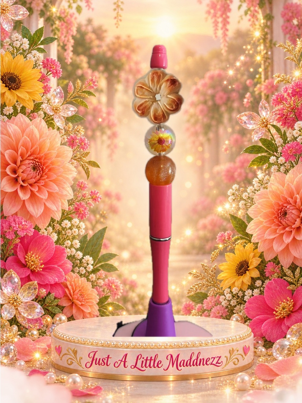 Pink and Purple Floral Decorative Pen